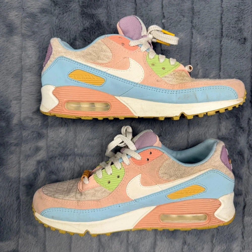 Nike Air Max 90 Sun Club Women Size 10 Orange Blue DJ9997-100 Pastel Suede
